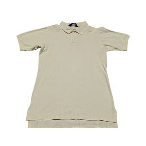 Vintage Lands End Mens Polo Shirt Medium Long Yellow Cotton Made in USA